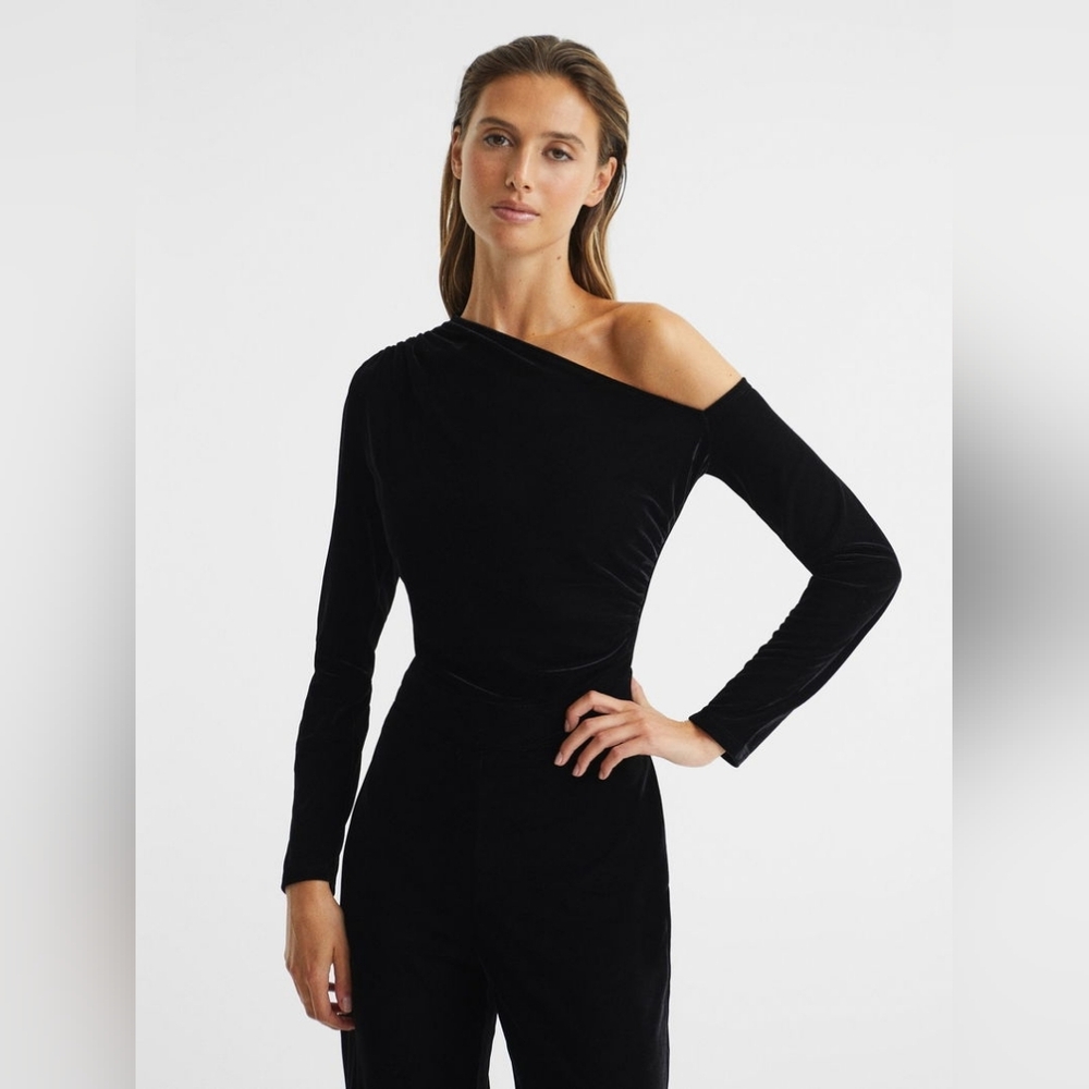 NWT Reiss Ella Black Velvet Jumpsuit